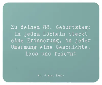 Produktbild von Mr. & Mrs. Panda Mouse Pad Spruch 88 Geburtstag - Meeresbrise - Geschenk, Herzlichen Glückwunsch, Mauspad, Geburtstagsevent, Happy Birthday, spezielle, mousematte, laptop