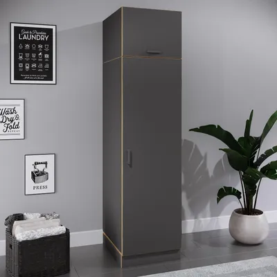 Produktbild von VCM Mehrzweck-Wäscheschrank , schmaler Stauraumschrank mit 4 Fächern & 2 Drehtüren, Maße Haushaltsregal H. 200 x B. 50 x T. 60 cm, Küchenschrank Rislo BD XXL