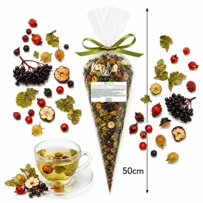 Produktbild von Kräuter-Früchtetee Maulbeere, Weißdorn, Hagebutte, Holunder 500 g – lose Teemischung, 100 % natürlich, vegan