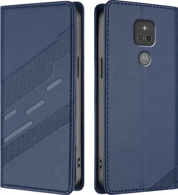 Produktbild von Hülle für Motorola Moto G Play 2021, Kunstleder Brieftaschen Handyhülle mit Kartenfach und Standfunktion Blau