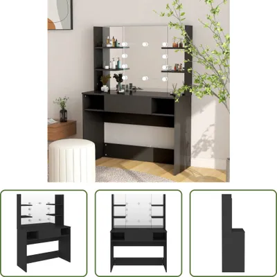 Produktbild von The Living Store Schminktisch mit LED-Beleuchtung 100x40x135 cm MDF Schwarz
