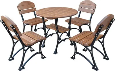 Produktbild von Casa Padrino Jugendstil Gartenmöbel Set Braun / Schwarz - 1 Gartentisch & 4 Gartenstühle - Garten Terrassen Gastronomie Möbel