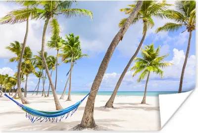 Produktbild von MuchoWow® Poster Hängematte - Strand - Palmen 60x40 cm - Schlafzimmerdekoration