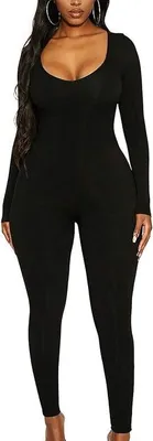 Produktbild von Rongseng Jumpsuit Damen Langarm Rundhalsausschnitt Sport Jumpsuit Lang Eng Stret