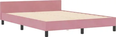 Productafbeelding van vidaXL Bedframe met hoofdeinde, roze, 140 x 190 cm, fluweel