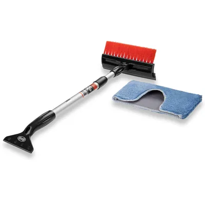 Produktbild von HEYNER® Eiskratzer Auto 4in1 faltbar Scheibenreiniger 20 cm Dual-Wischer Schneebesen klappbar Microfaser Aluminium Teleskop 56-82cm Schneekratzer lackschonend
