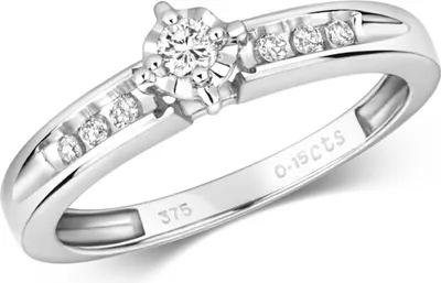 Produktbild von Funkelndes Feuer 9 Karat (375) Weißgold Damen - Diamant Solitärring Brillant-Schliff 0.16 Karat H - PK1, 54 (17.2); TRS317779KWRSN
