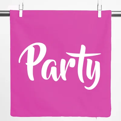 Produktbild von Huuraa Kissenbezug Party Schriftzug 40x40cm Fuchsia Baumwolle Dekokissenbezug Geschenkidee