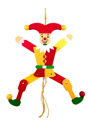 Produktbild von Holzspielzeug Hampelmann Eulenspiegel bunt Höhe=28cm NEU