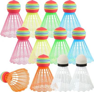 Zdjęcie produktu dla Lot piłek do badmintona, 12 sztuk, kolorowe, lekkie, do użytku w pomieszczeniach i na zewnątrz