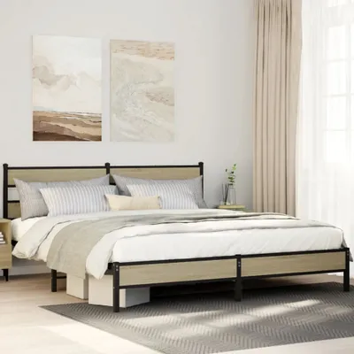 Produktbild von Möbel Metallbett ohne Matratze Sonoma-Eiche 180x200 cm3308495