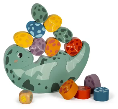 Produktbild von Balancierspiel Dino Stapelspiel aus100%-em Holz für Kinder ab 3 Jahren 12620 Balanciersteine