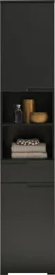 Produktbild von Hochschrank SPICE Schwarz matt mit 2 Türen, 1 Schubkasten und 2 offenen Fächern
