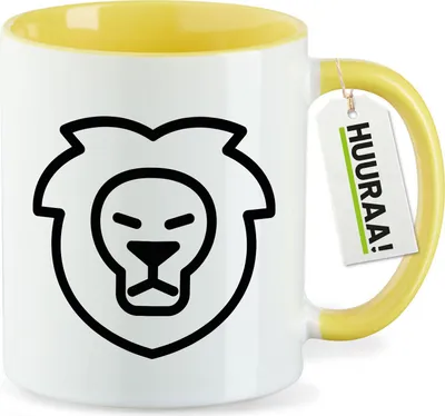Produktbild von Huuraa Kaffeetasse Löwe Sternzeichen Symbol 330ml Gelb Keramik Kaffeebecher Geschenkidee