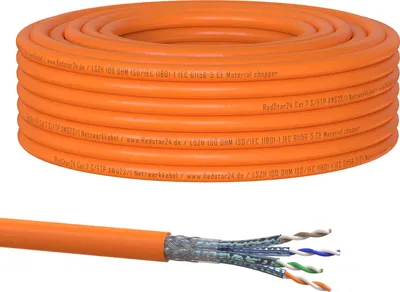 Produktbild von Cat.7 Netzwerkkabel Verlegekabel 1000 MHz S/FTP 15 m Rolle PIMF Orange