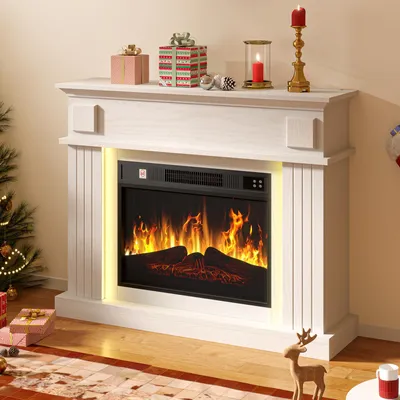 Produktbild von Elektrokamin 1800W mit Flammeneffekt , Elektrischer Kamin Heizgerät mit Timer, Thermostat mit LED-Beleuchtung