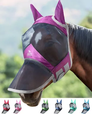 Imagen del producto de Máscara para mosquitos, de cobertura total, con forma anatómica, talla M, para caballos