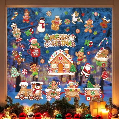 Produktbild von Fenstersticker Weihnachten, 9 Bögen, 30 × 20 cm,, Weihnachtsdeko für Fenster