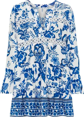 Produktbild von LASCANA Longbluse creme-blau bedruckt Größe 40/42