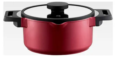 Produktbild von Kochtopf mit Ausgießer und Deckel 20 cm, 2,6 l, Aluguss, Antihaftbeschichtung, rot