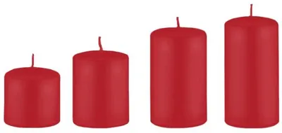 Produktbild von 4er Set Adventskerzen abgestuft Rot Ø 50 mm