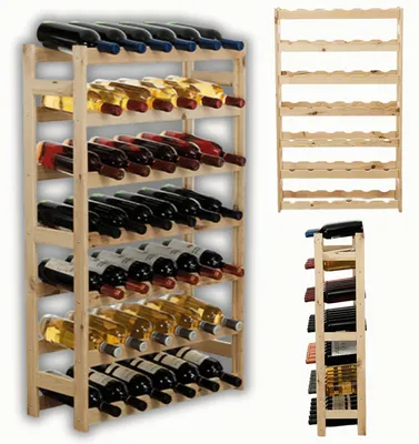 Produktbild von MODO24 Weinregal 42 Flaschen, Flaschenregal, Weinschrank, Weinständer, Getränkeregal, Kellerregal, Massivholz, 102x63x25 cm, Natur, RW1