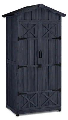 Productafbeelding van Tuinhuis tuinkast gereedschapskast - Hout - 74 x 143 x 200 cm - Naturel - Weerbestendig, voor balkon en terras