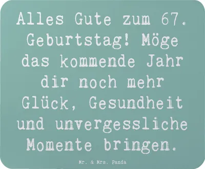 Produktbild von Mr. & Mrs. Panda Mauspad Spruch 67. Geburtstag - Meeresbrise - Geschenk, Happy Birthday, Mouse Pad, mausteppich, laptop, Jubilar, besonderes, unvergessliche Momente