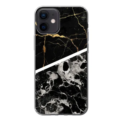 Produktbild von MuchoWow® Handyhülle Schutzhülle Hülle für iPhone 12 Marmor - Gold - Luxus Silikon Softcase Handy Hülle - Schutzhülle