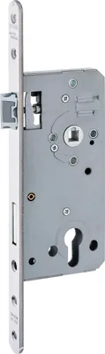 Image de Serrure de porte de secours Dormakaba Gege 127/PA.E - 1 vantail, fonction E, pêne dormant, dimension de la broche 51mm, longueur de la têtière 300mm, testé EN 1125, têtière en acier inoxydable, pour portes en bois ou en acier