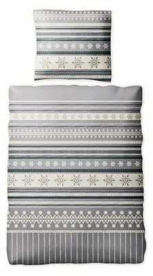 Produktbild von JACK Fleece Bettwäsche Microfaser 2 tlg. 135x200cm Schneeflocken Winter Grau
