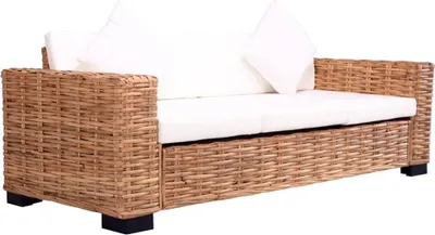 Produktbild von vidaXL 3-Sitzer Gartensofa Natürliches Rattan