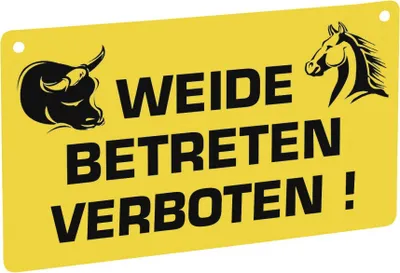 Produktbild von Warnschild; einseitg bedruckt - 'Weide betreten verboten' - Warnschilder -