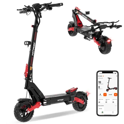 Produktbild von HITWAY H10 E Scooter mit Straßenzulassung (ABE), 10 Zoll Tubeless, 48V 20,8Ah Akku, 500W Motor(Peak 1600), max. 80 km, faltbar, App, Vollfederung