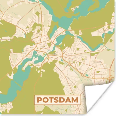 Produktbild von MuchoWow® Poster Stadtplan - Potsdam - Vintage - Karte 100x100 cm - Babyzimmer