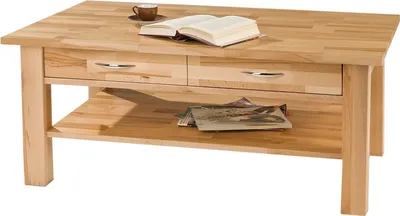 Produktbild von Couchtisch - Kernbuche massiv lackiert - 110 x 70 cm - mit 2 Schubladen