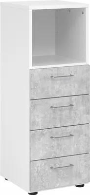 Produktbild von BETA 9 | Schrank mit 4 Schüben | 3 OH - Weiß/Beton