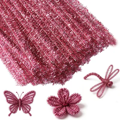 100 Glitzer-Pfeifenreiniger, weiß, 30 cm, Basteldraht