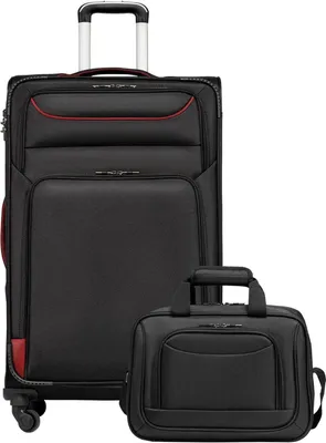 Produktbild von COOLIFE Koffer Trolley Set 2tlg Schwarz+Rot TSA-Schloss 4 Rollen Handgepäck