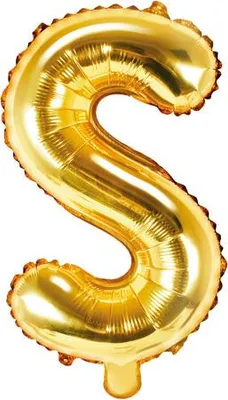 Produktbild von Folienballon Buchstabe „S“, 35cm, gold (1 Karton / 50 Stück)