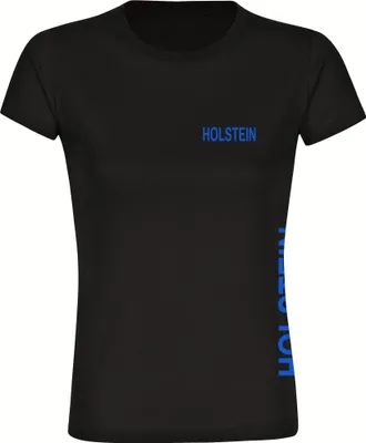 Produktbild von multifanshop Damen T-Shirt - Holstein - Brust & Seite, schwarz, Größe L