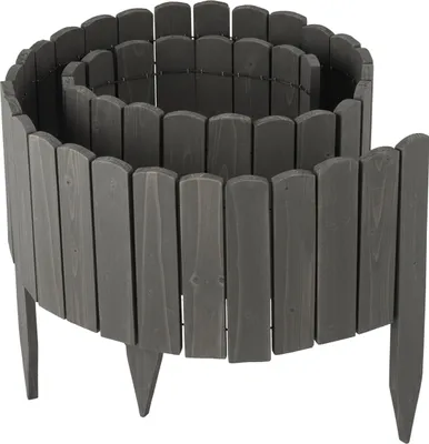 Obrázek produktu pro Relaxdays – ohraničení záhonu, délka 200 cm, ohebné, výška: 30 cm, k zapíchnutí, dřevo, plot na záhon, ohraničení trávníku, tmavě šedá