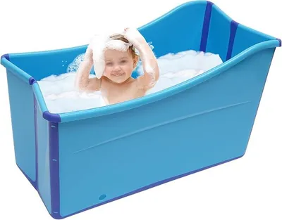 Produktbild von Blaue Mobil faltbare Badewanne für Erwachsene und Kleinkinder 100 cm große faltbare freistehende Wanne mit Sauna Massage Sprudelmattensitz für Eisbäder Kaltbäder Duschen Sportler Heim Spa