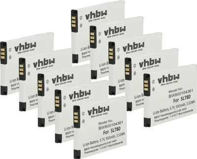 Produktbild von vhbw 10x Akku kompatibel mit Siemens Gigaset SL788, SL78H schnurlos Festnetz Telefon (950 mAh, 3,7 V, Li-Ion)