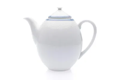Produktbild von Thun 1794 Kaffeekanne, tschechisches Porzellan, 1,20 l, weiße Spitze, blauer Rand, Thun