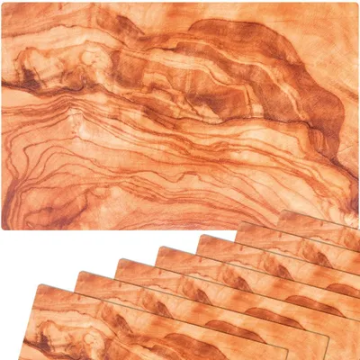Immagine prodotto di Set di 8 tovagliette lavabili in legno effetto oliva mediterranea