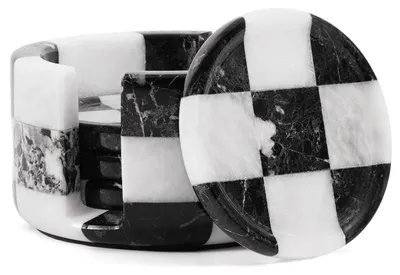 Marmoruntersetzer-Set, 4 Stück, rund, 10,2 cm, Zebramuster
