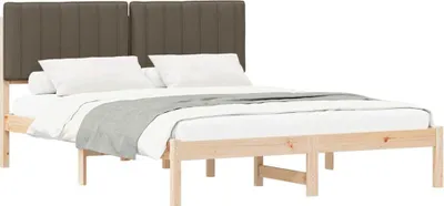 Image de vidaXL Cadre de lit avec tête de lit rembourrée taupe 160 x 200 cm