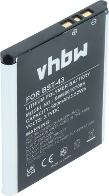 Produktbild von vhbw Akku Ersatz für Sony-Ericsson BST-43 für Handy Smartphone Telefon (950 mAh, 3,7 V, Li-Ion)