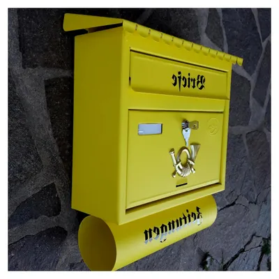 Produktbild von Großer Briefkasten/Postkasten XXL Gelb matt mit Zeitungsrolle und Flachdach